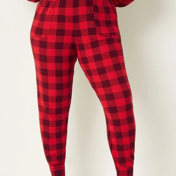 Victoria secret- Red & Black Plaid Thermal Jogger/Lounge Pants-L - Picture 3 of 4